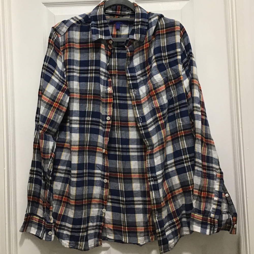 Men’s button down red, blue, black, white